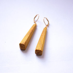 bijou bois boucles d'oreilles Pequia Amarello