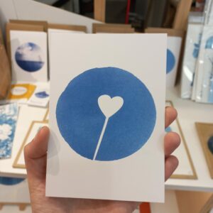 Carte postale coeur bleu cyanotype Clémence Quitterel