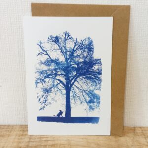 Carte postale chat, avec enveloppe cyanotype Clemence Quitterel