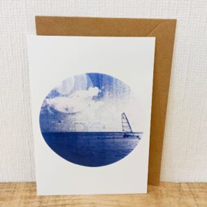 Carte char a voile cyanotype bretagne mer