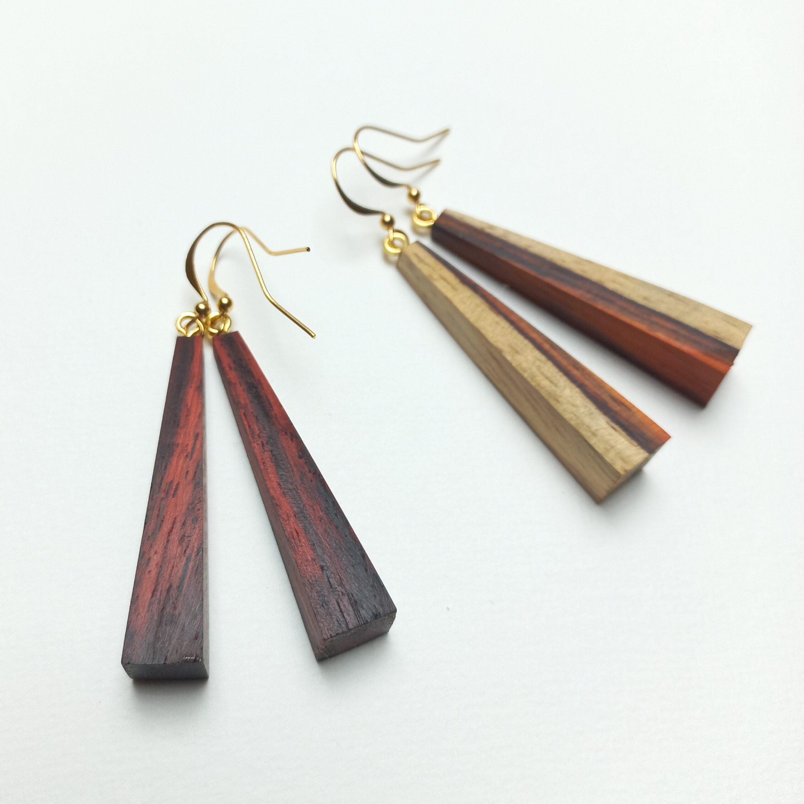 boucles d'oreilles bois de bubinga ou cocobolo