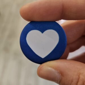 Badge coeur blanc cyanotype