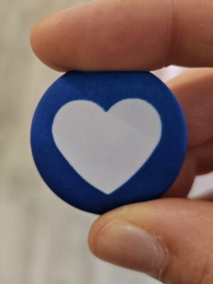 Badge coeur blanc cyanotype