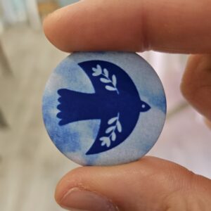 Badge oiseau cyanotype