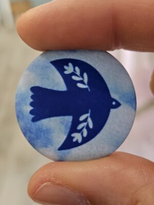 Badge oiseau cyanotype