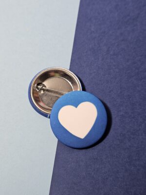 badge coeur bleu cyanotype