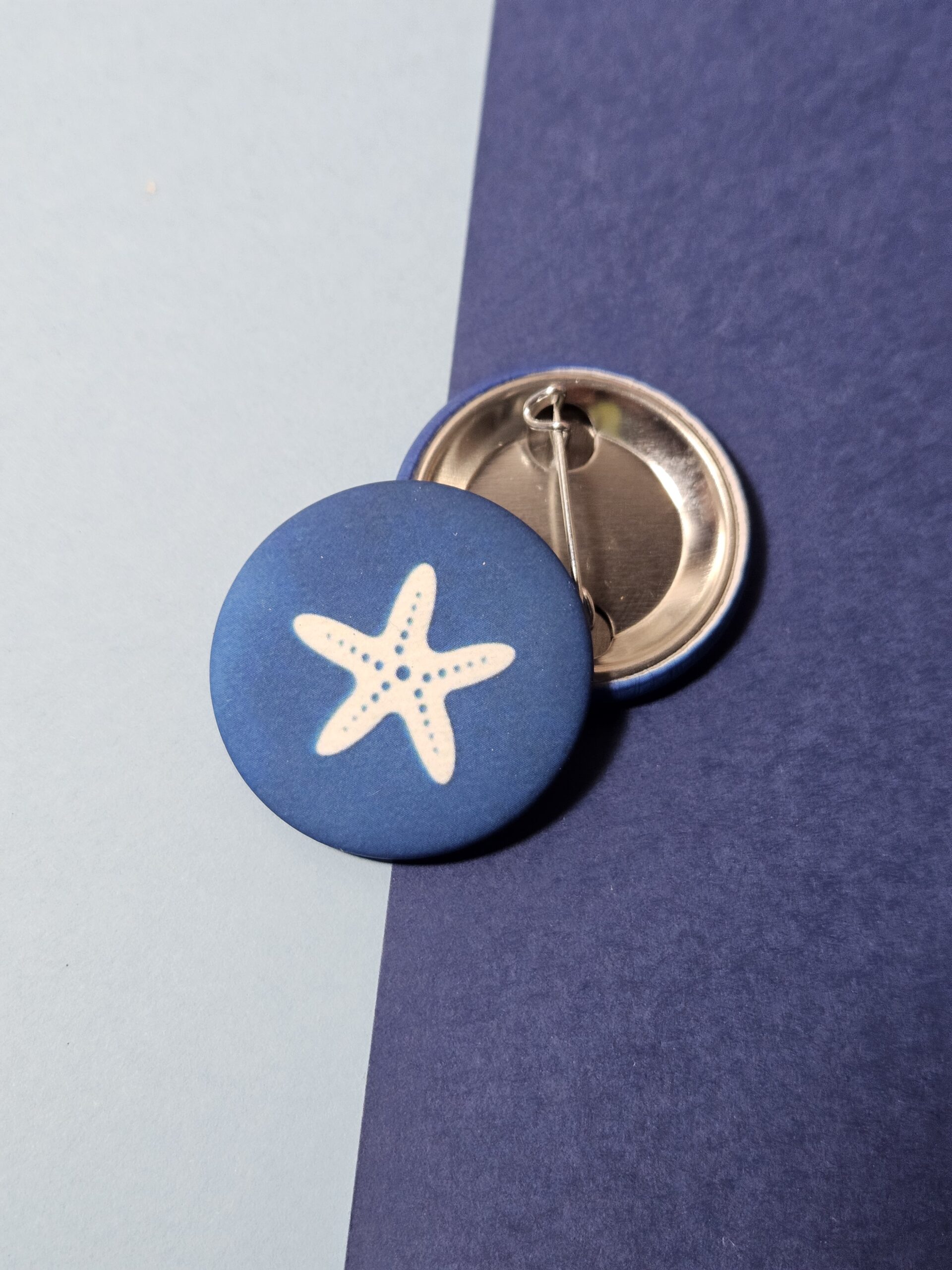 Petit badge cyanotype « Étoile de mer »