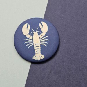Magnet rond bleu cyanotype lobster