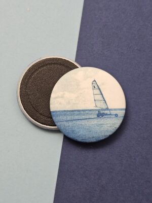 Magnet rond Char à Voile cyanotype