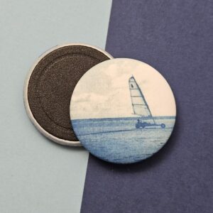 Magnet rond Char à Voile cyanotype